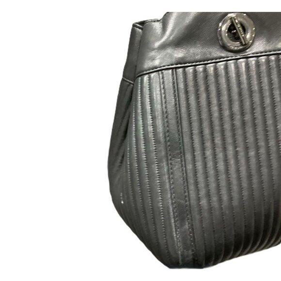 37338 Coach "Edie" Black Quilted Turn-lock Shoulder Bag - Picture 4 of 8